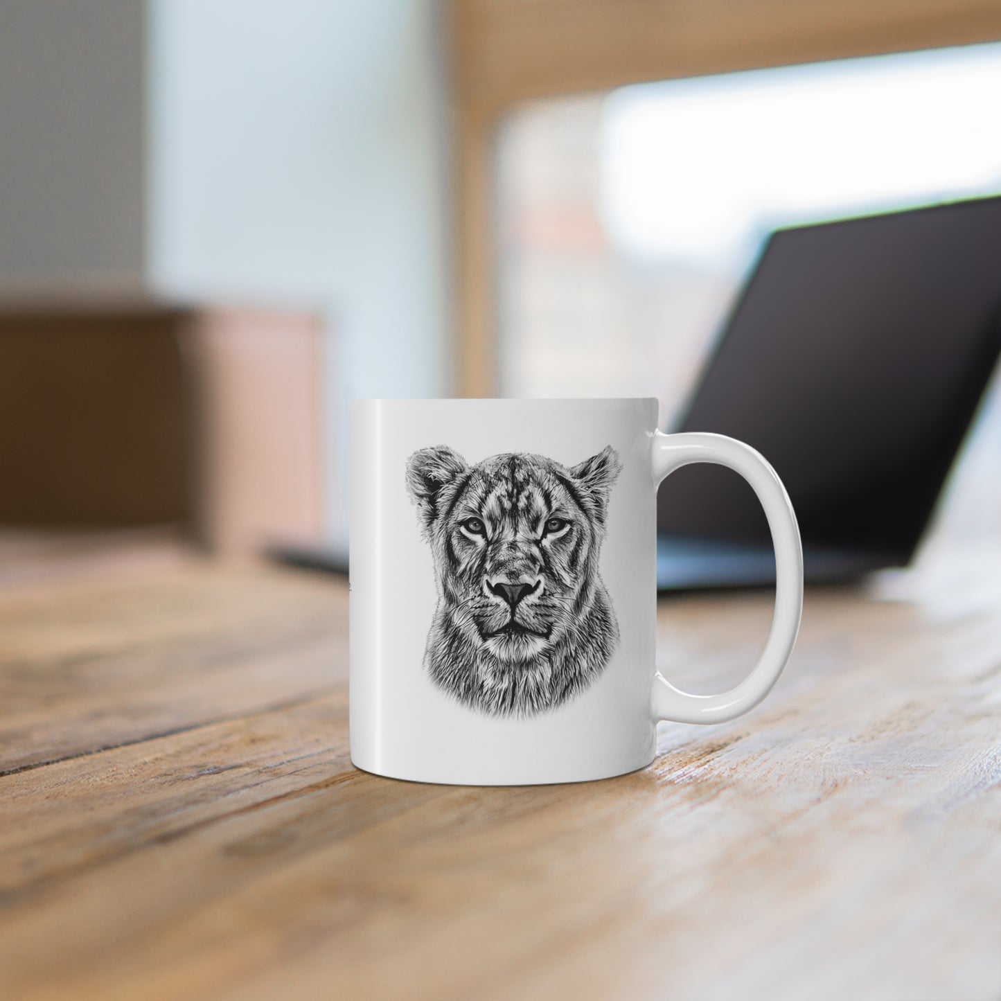 B&W Lioness Mug