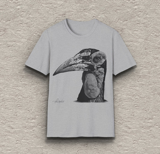 B&W African Hornbill Cotton Unisex T-Shirt