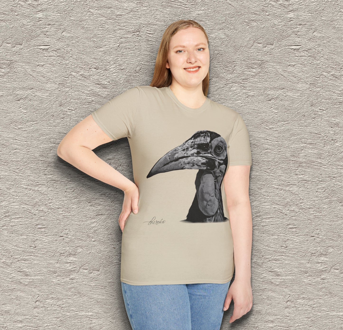 B&W African Hornbill Cotton Unisex T-Shirt