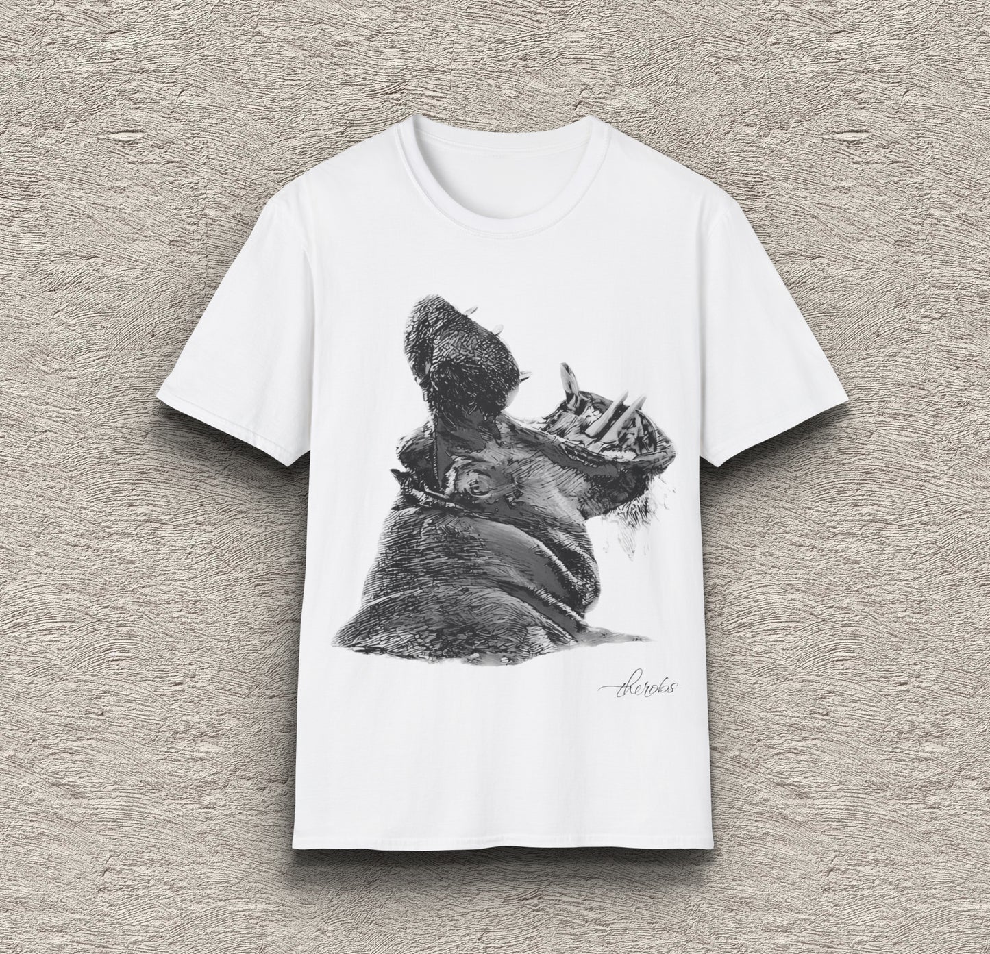 B&W Hippo Unisex Gildan T-Shirt