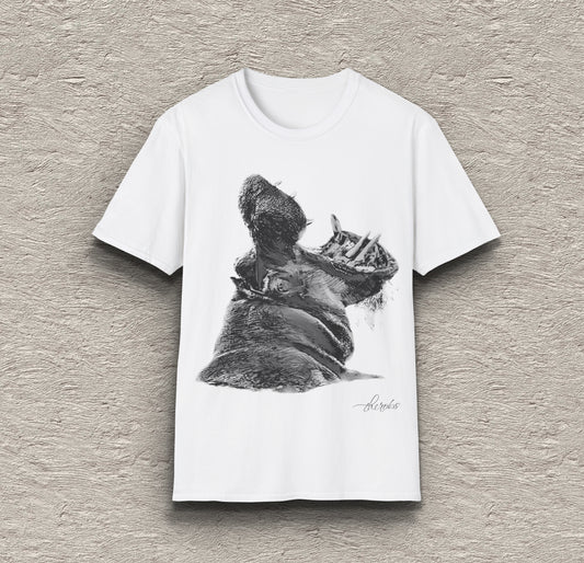 B&W Hippo Cotton Unisex T-Shirt