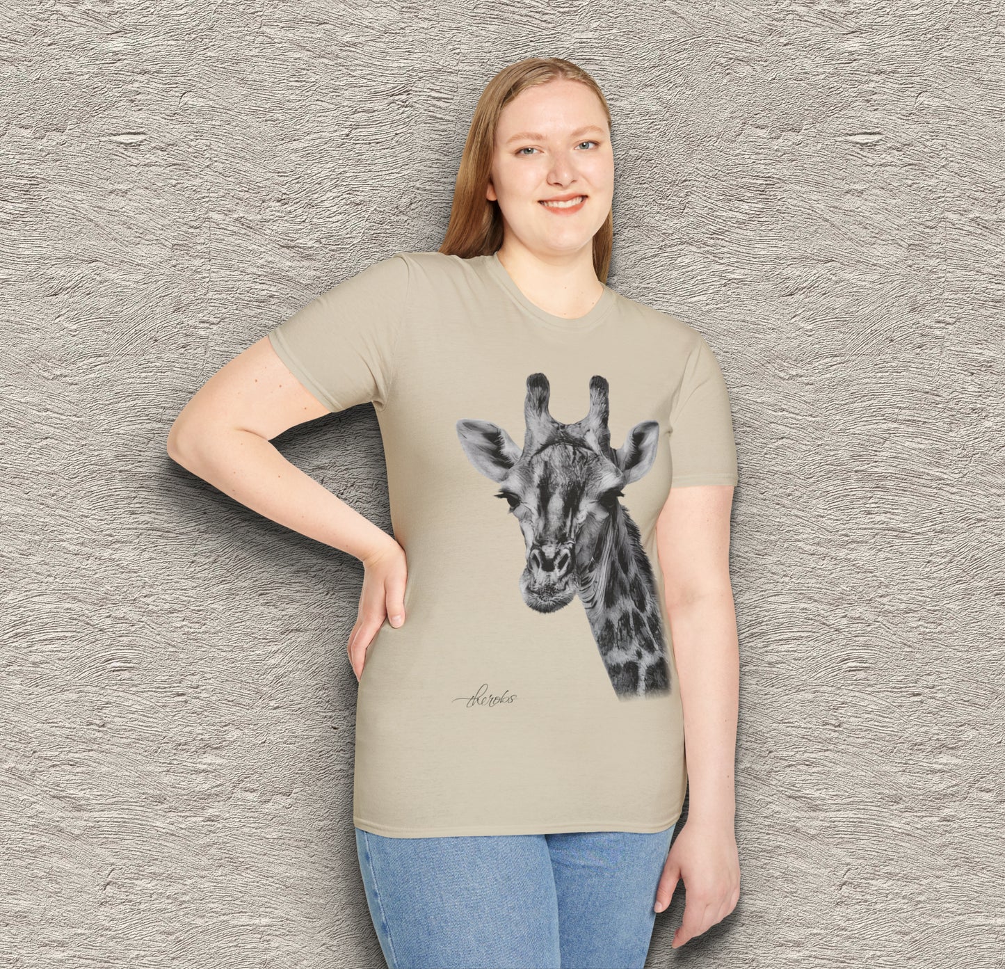 B&W Giraffe Cotton Unisex T-Shirt