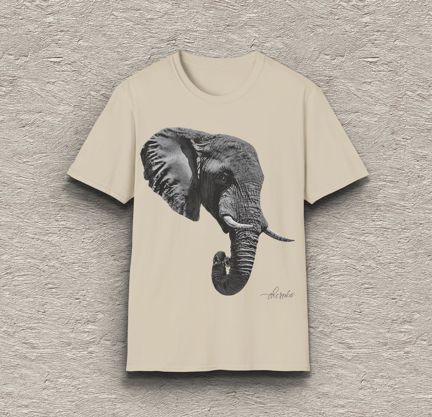 B&W Elephant Unisex Gildan T-Shirt 2