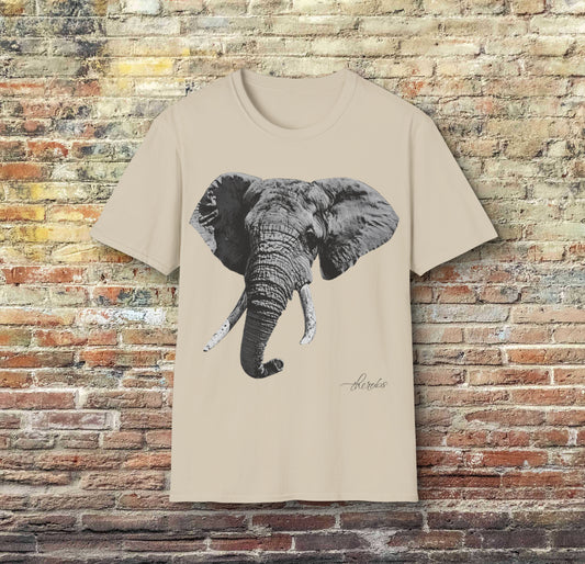 B&W Elephant Cotton Unisex T-Shirt