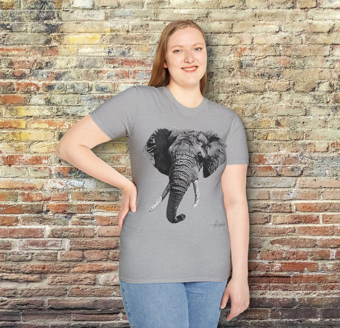 B&W Elephant Cotton Unisex T-Shirt