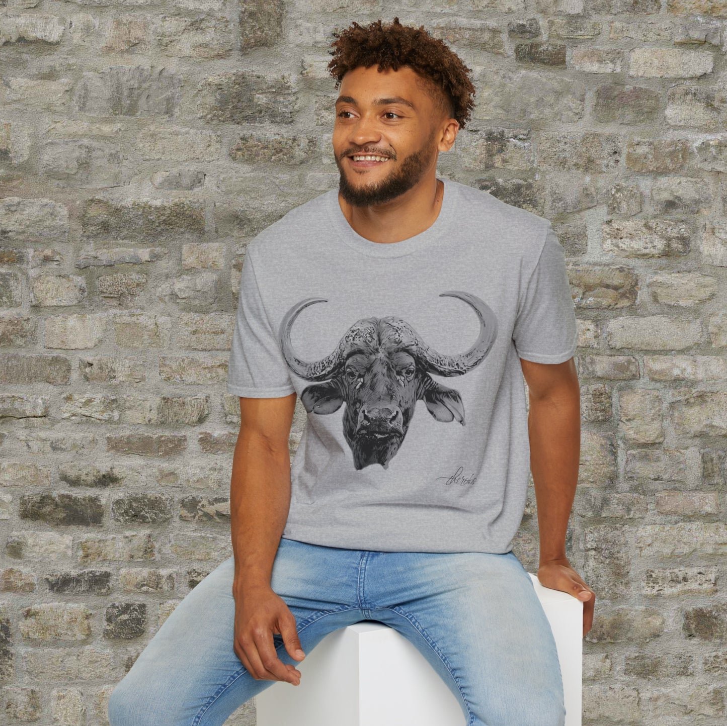 B&W Cape Buffalo Cotton Unisex T-Shirt