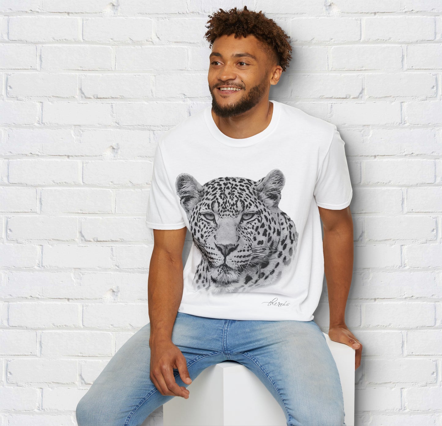B&W Leopard Cotton Unisex T-Shirt