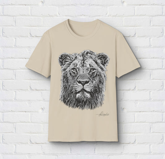 B&W Lion Cotton Unisex T-Shirt