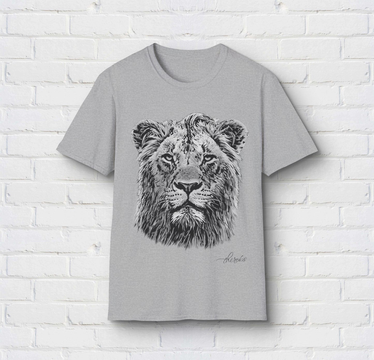 B&W Lion Cotton Unisex T-Shirt