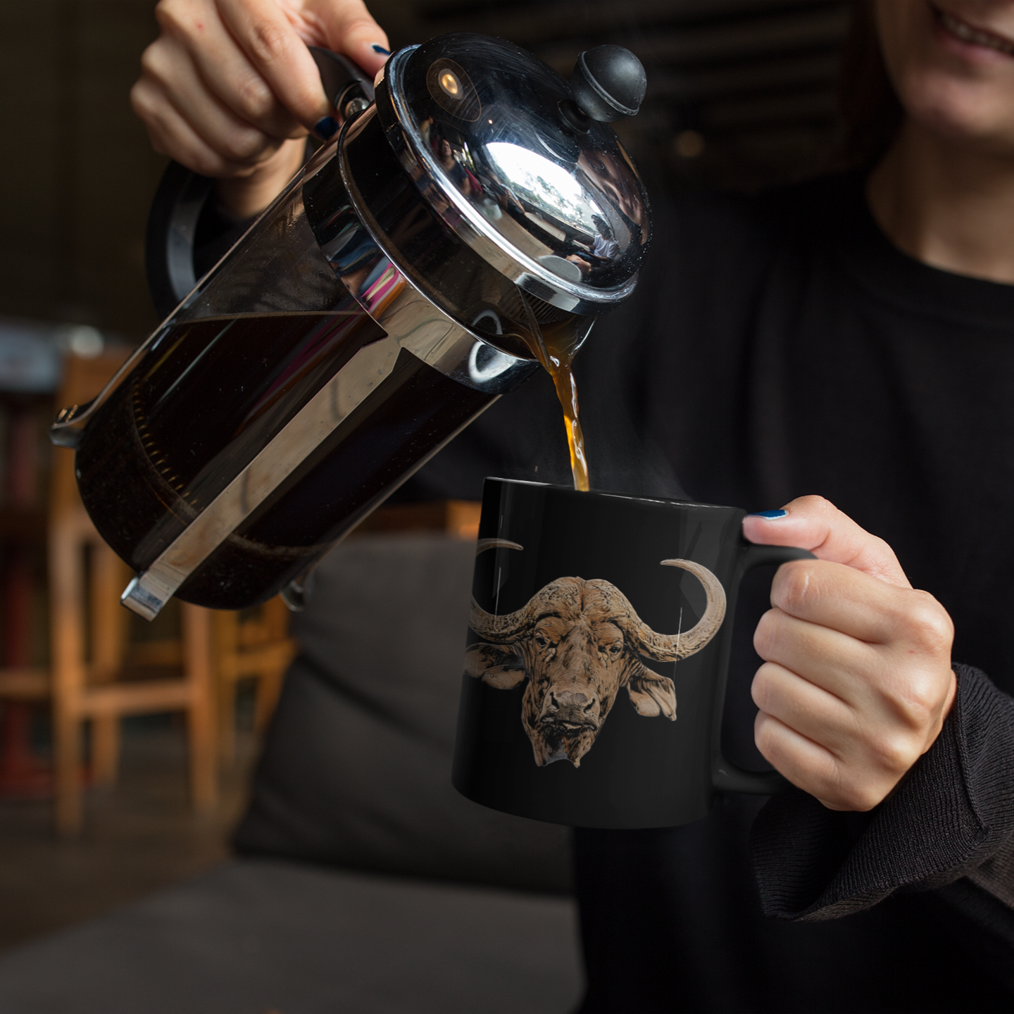 Buffalo 15oz Large Black Ceramic Mug