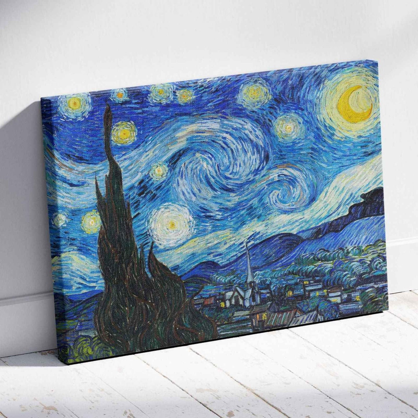 The Starry Night - Vincent van Gogh - Framed Canvas Wall Art Print-2
