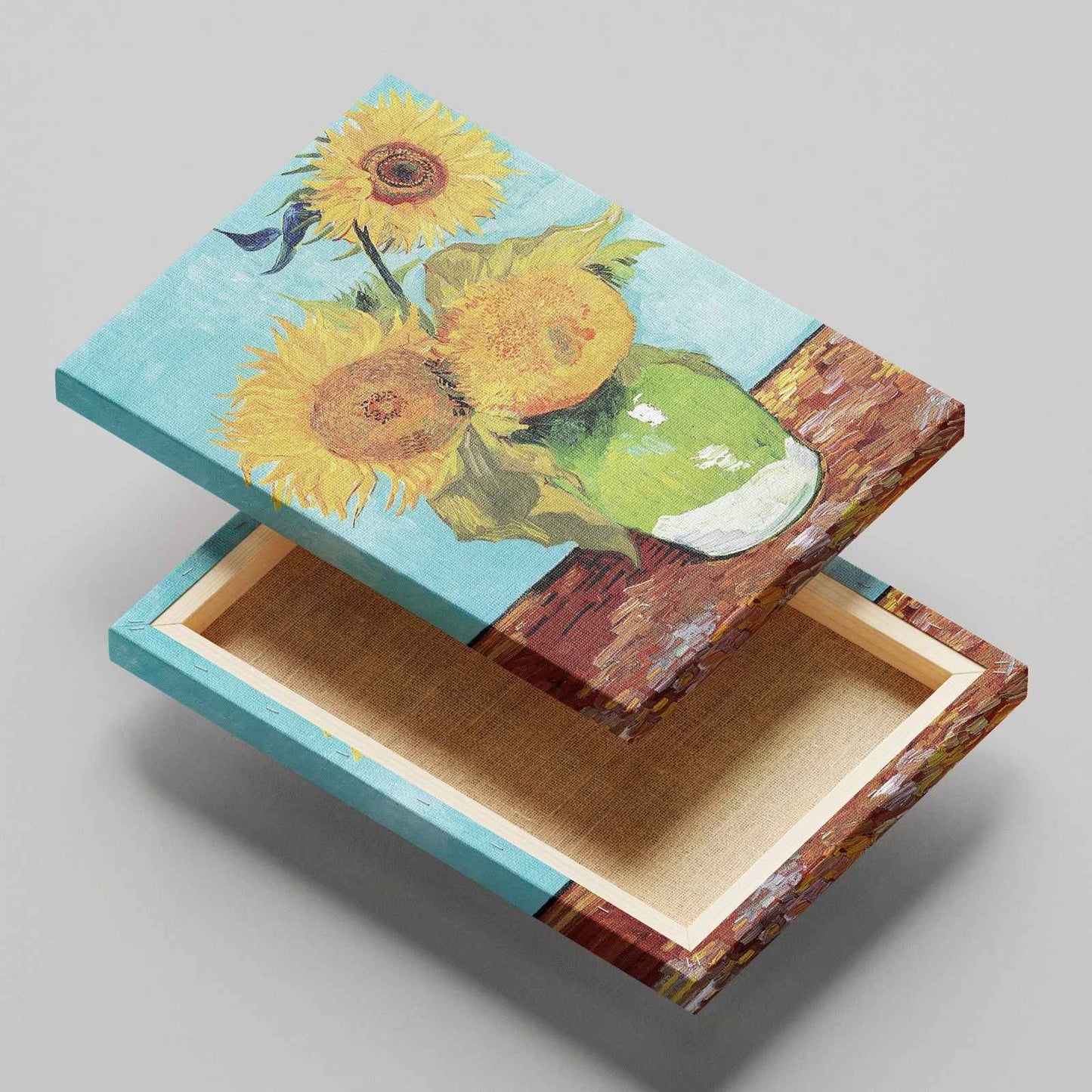 Vase with Three Sunflowers - Vincent van Gogh - Framed Canvas Wall Art Print-4