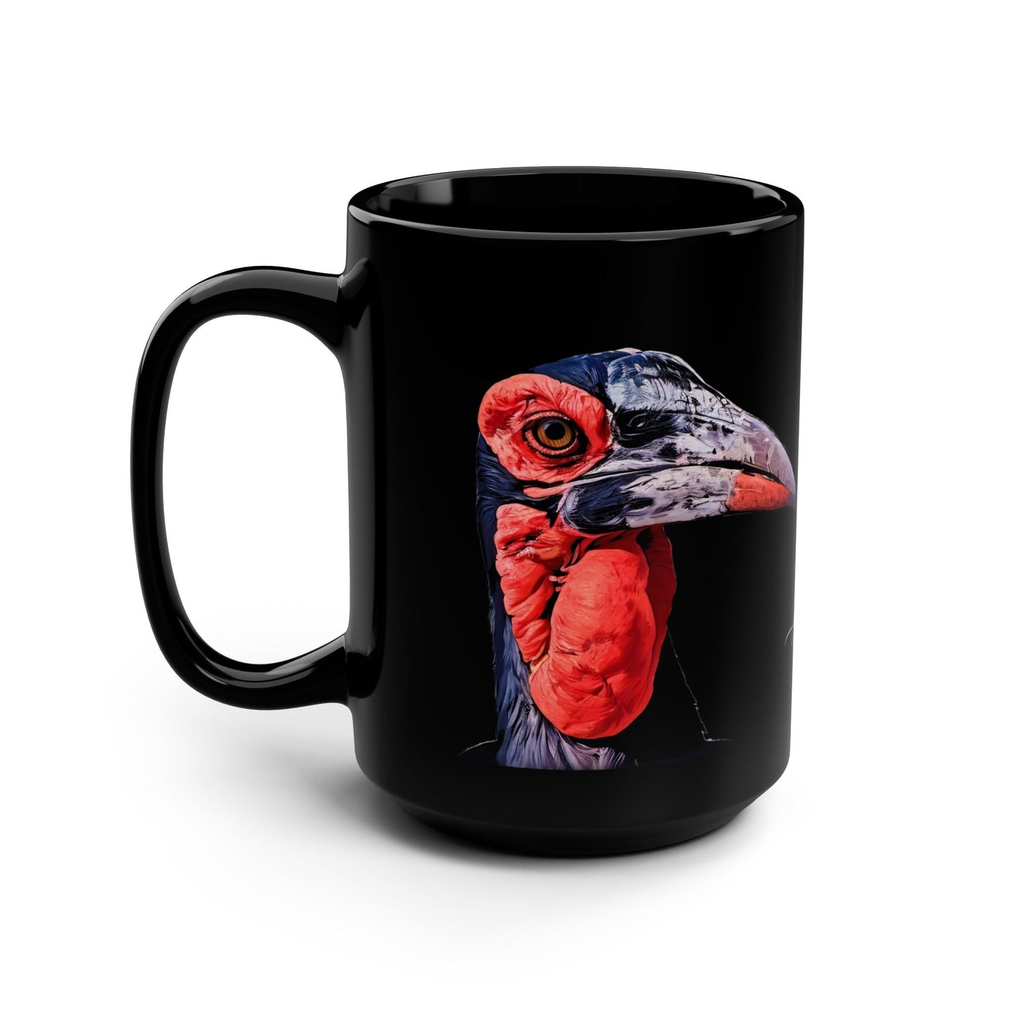 African Hornbill 15oz Black Ceramic Coffee Mug - HD Printing