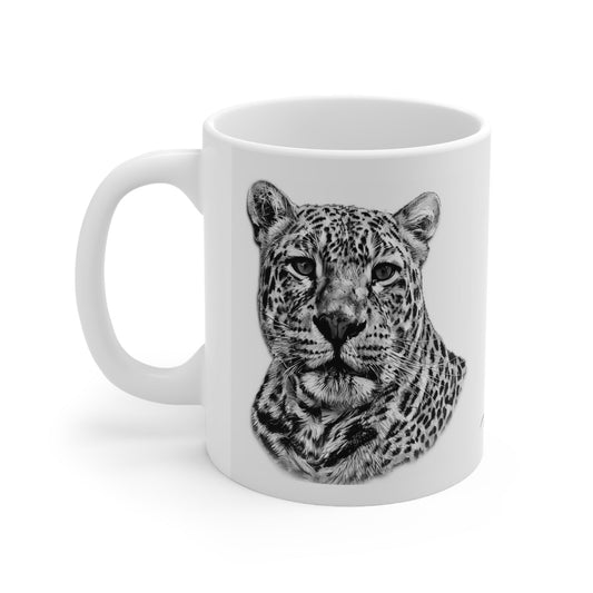 B&W Leopard White Ceramic 11oz Mug II - HD Printing