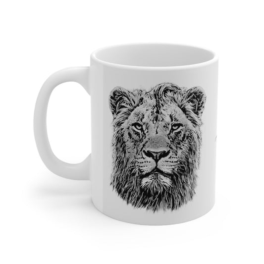B&W Lion White Ceramic 11oz Mug - HD Printing