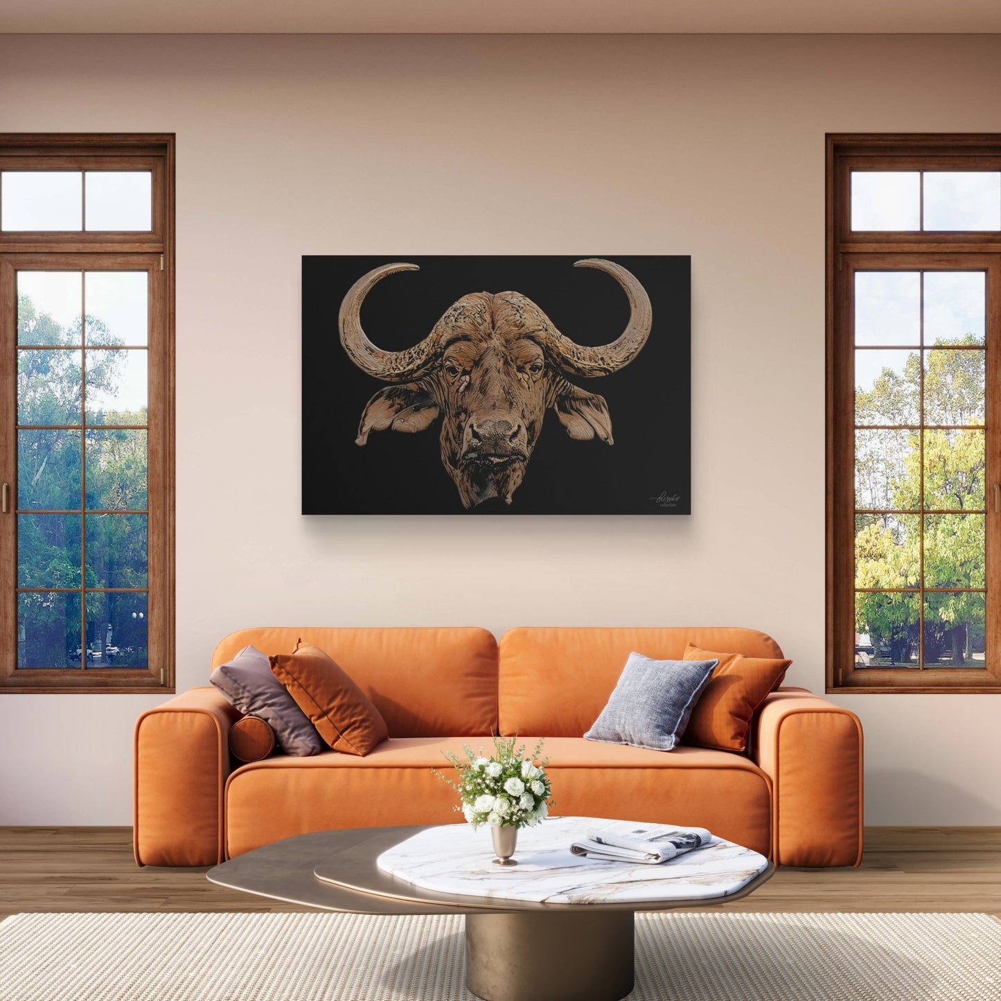 Cape Buffalo Indoor & Outdoor Black HD Silk Poster - HD Printing