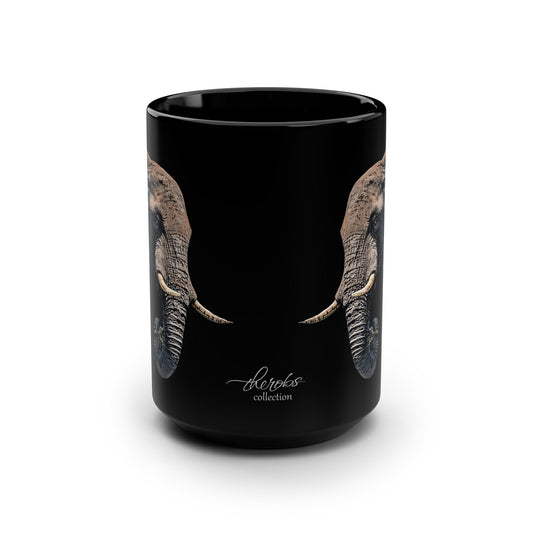 Elephant 15oz Black Ceramic Coffee Mug II - HD Printing
