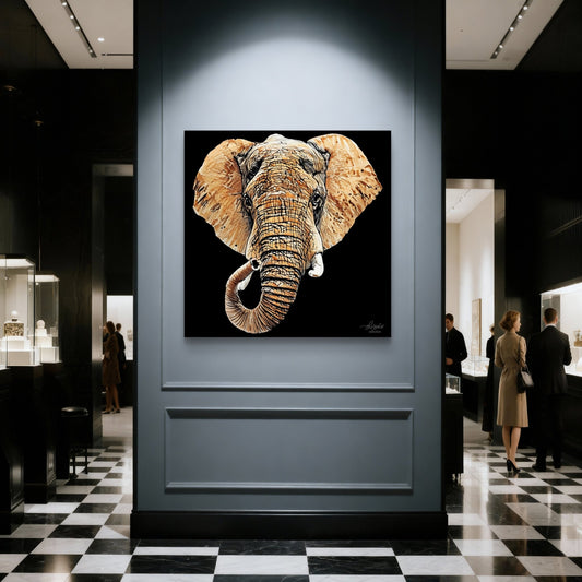 Elephant Indoor & Outdoor HD Black Silk Poster III - HD Printing