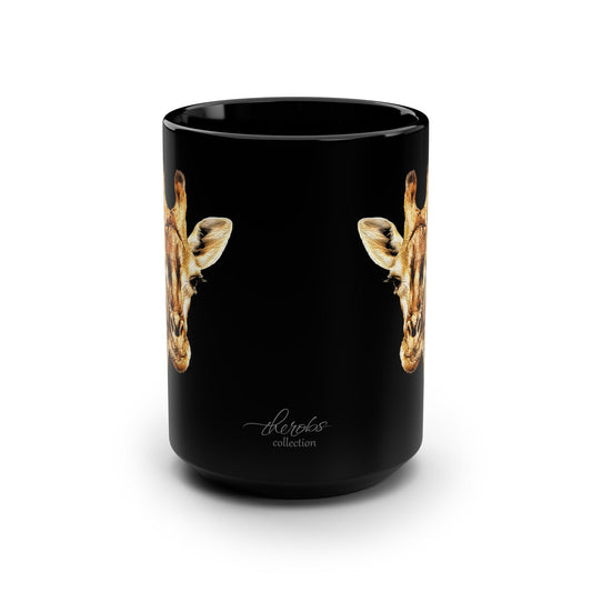 Giraffe 15oz Large Black Ceramic Mug - HD Printing