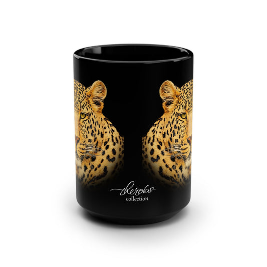 Leopard 15oz Black Ceramic Coffee Mug - HD Printing