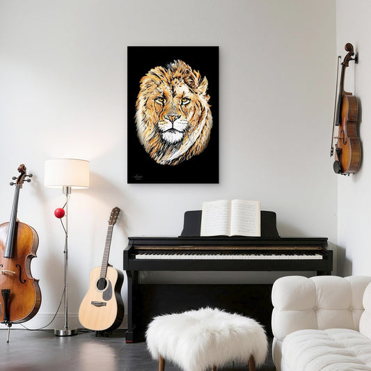 Lion Indoor & Outdoor HD Black Silk Poster - HD Printing