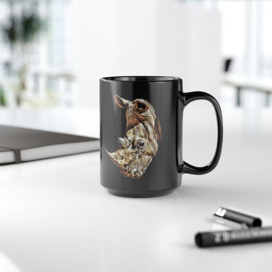 Rhino 15oz Large Black Ceramic Mug - HD Printing