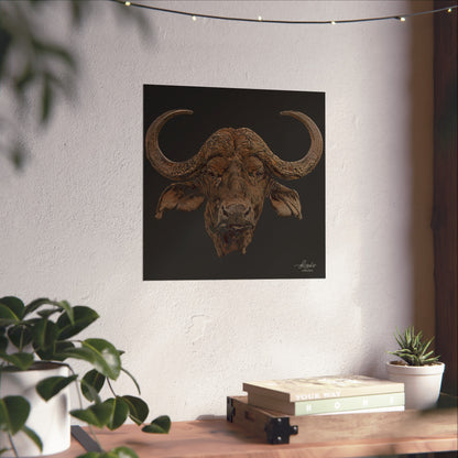 Cape Buffalo Fine Art Giclée Black Poster