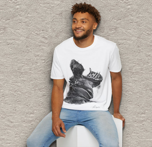 B&W Hippo Unisex Gildan T-Shirt