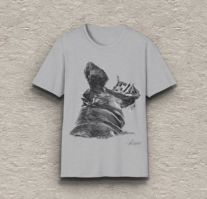 B&W Hippo Unisex Gildan T-Shirt