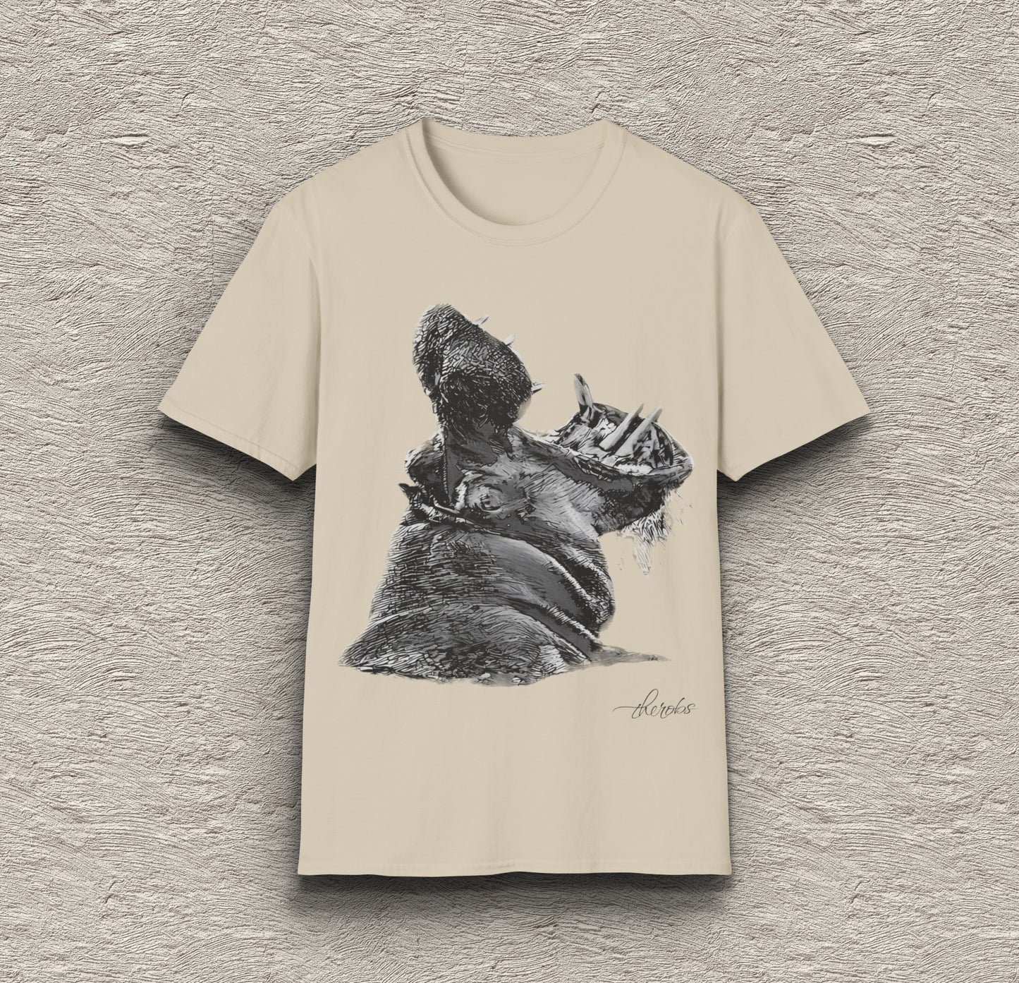 B&W Hippo Unisex Gildan T-Shirt