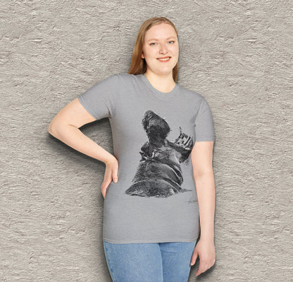 B&W Hippo Unisex Gildan T-Shirt