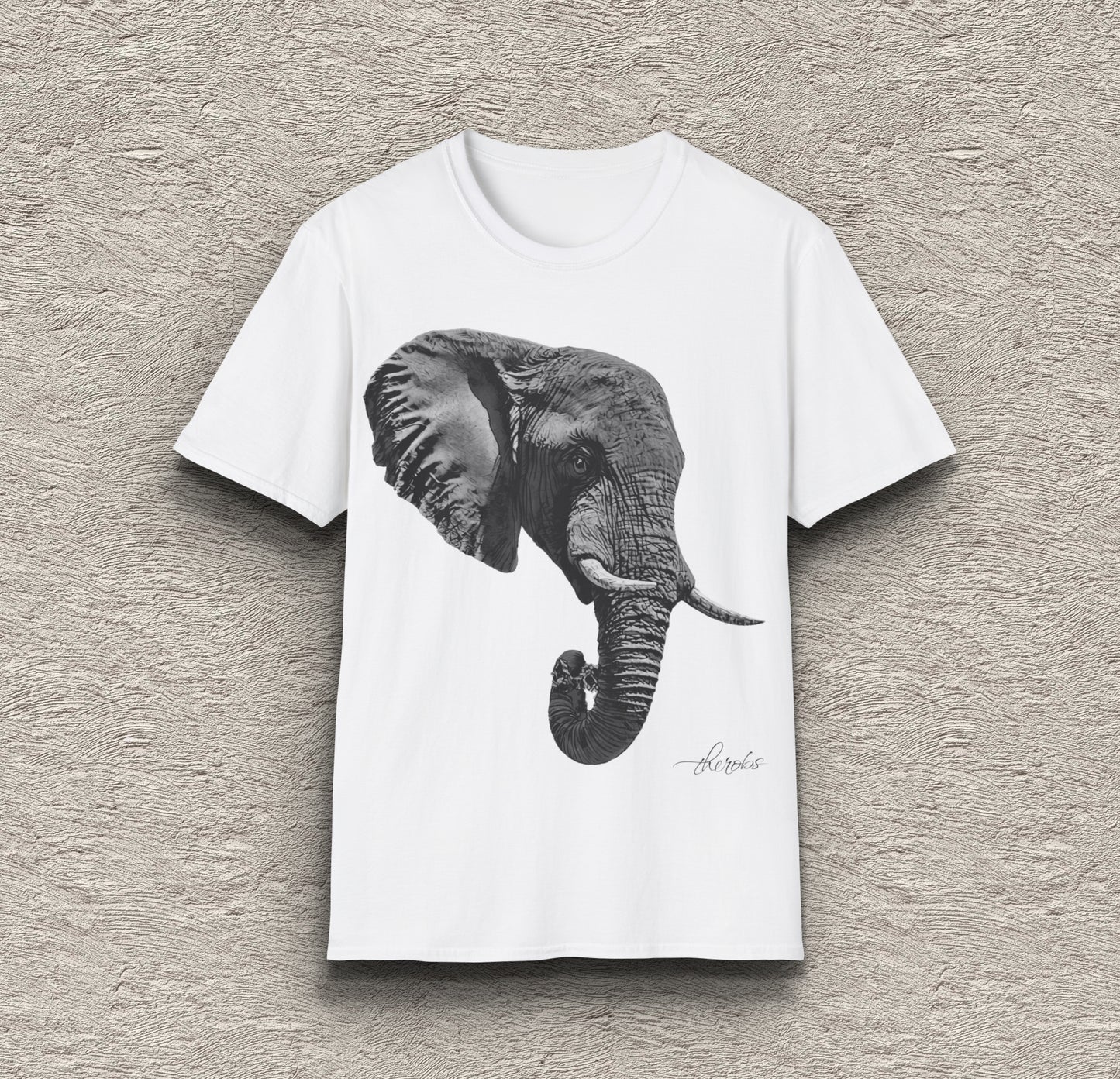 B&W Elephant Unisex Gildan T-Shirt 2