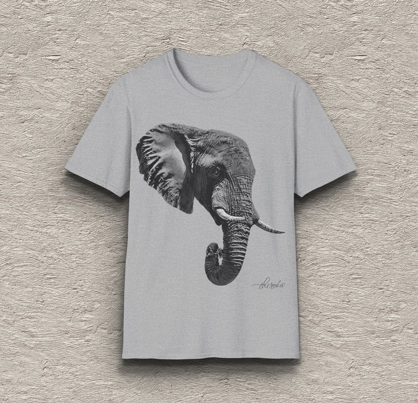 B&W Elephant Unisex Gildan T-Shirt 2