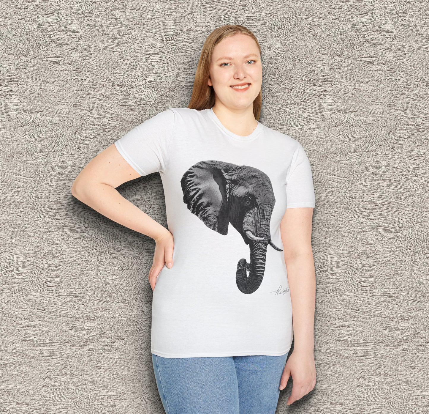 B&W Elephant Unisex Gildan T-Shirt 2
