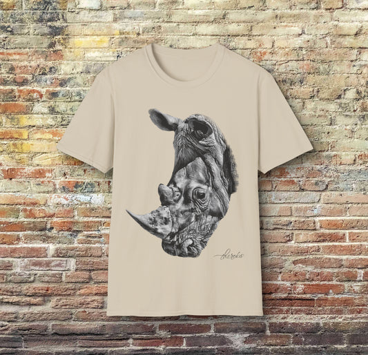 B&W Rhino Unisex Gildan T-Shirt