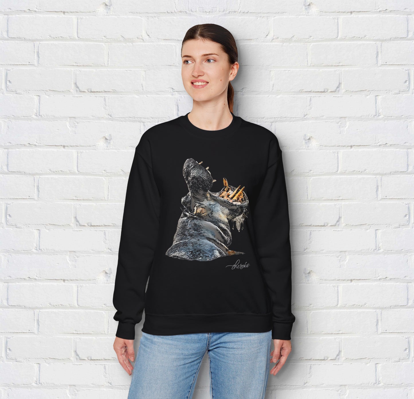 Colour Hippo Unisex Gildan Sweatshirt