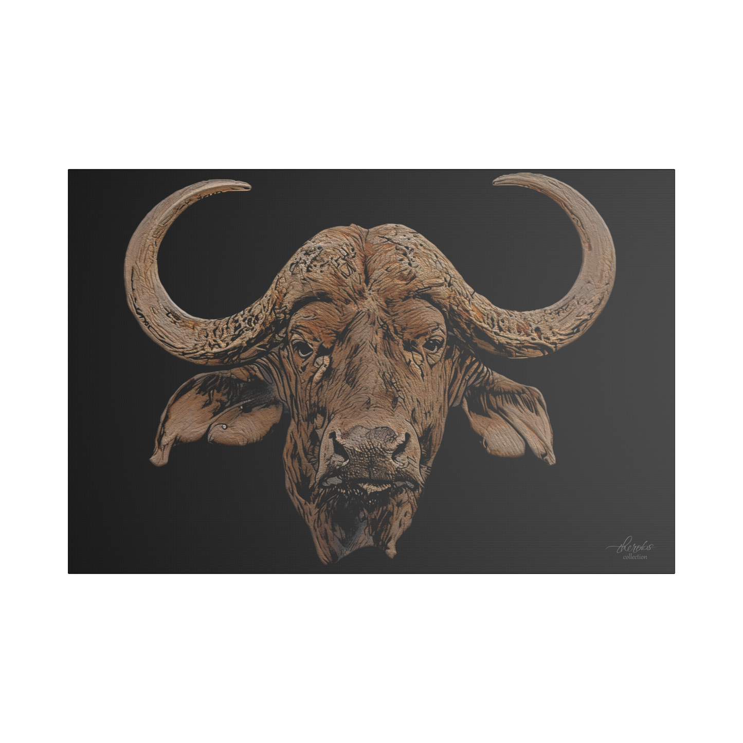 Buffalo Satin Stretched Black Canvas Print