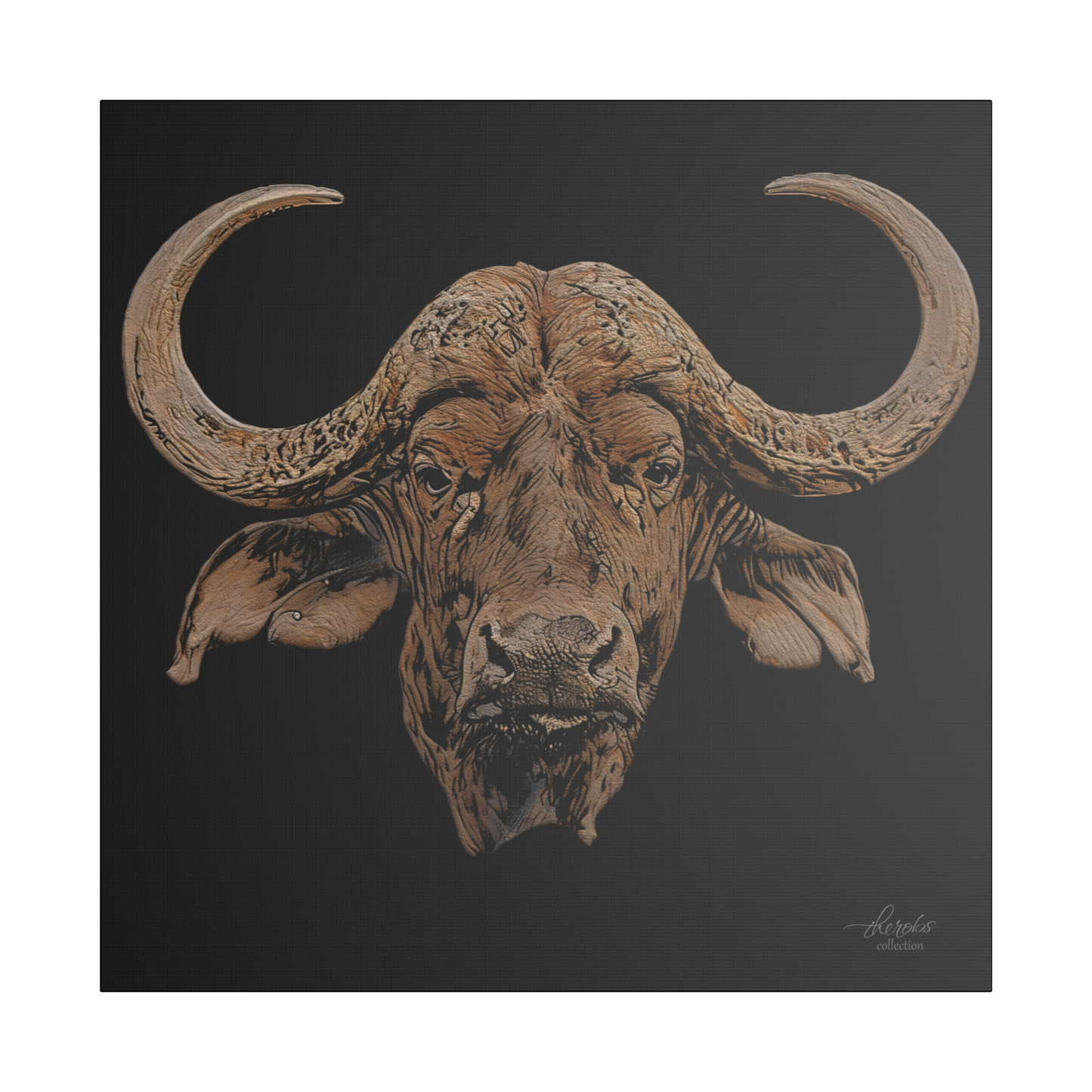 Buffalo Satin Stretched Black Canvas Print