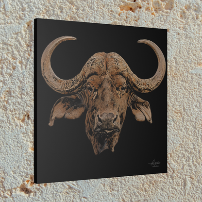Buffalo Satin Stretched Black Canvas Print