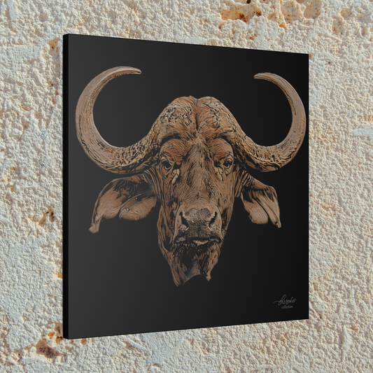 Buffalo Satin Stretched Black Canvas Print - HD Printing