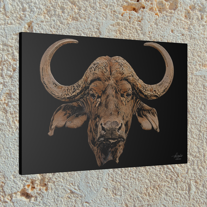 Buffalo Satin Stretched Black Canvas Print