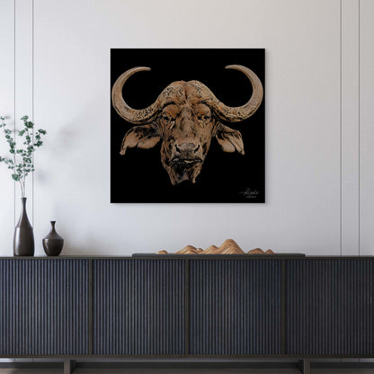 Buffalo Satin Stretched Black Canvas Print