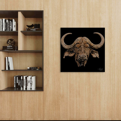 Buffalo Satin Stretched Black Canvas Print