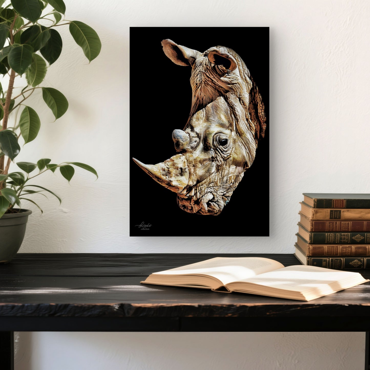Rhino Fine Art Giclée Matte Black Poster