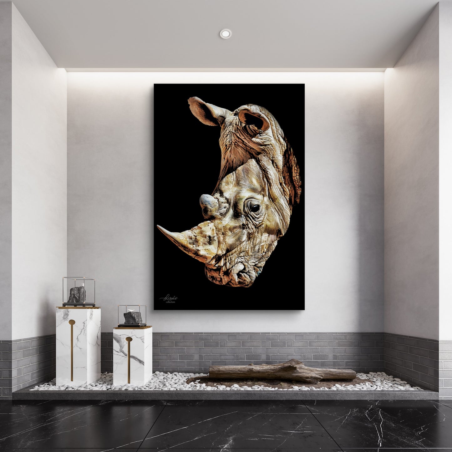 Rhino Fine Art Giclée Matte Black Poster