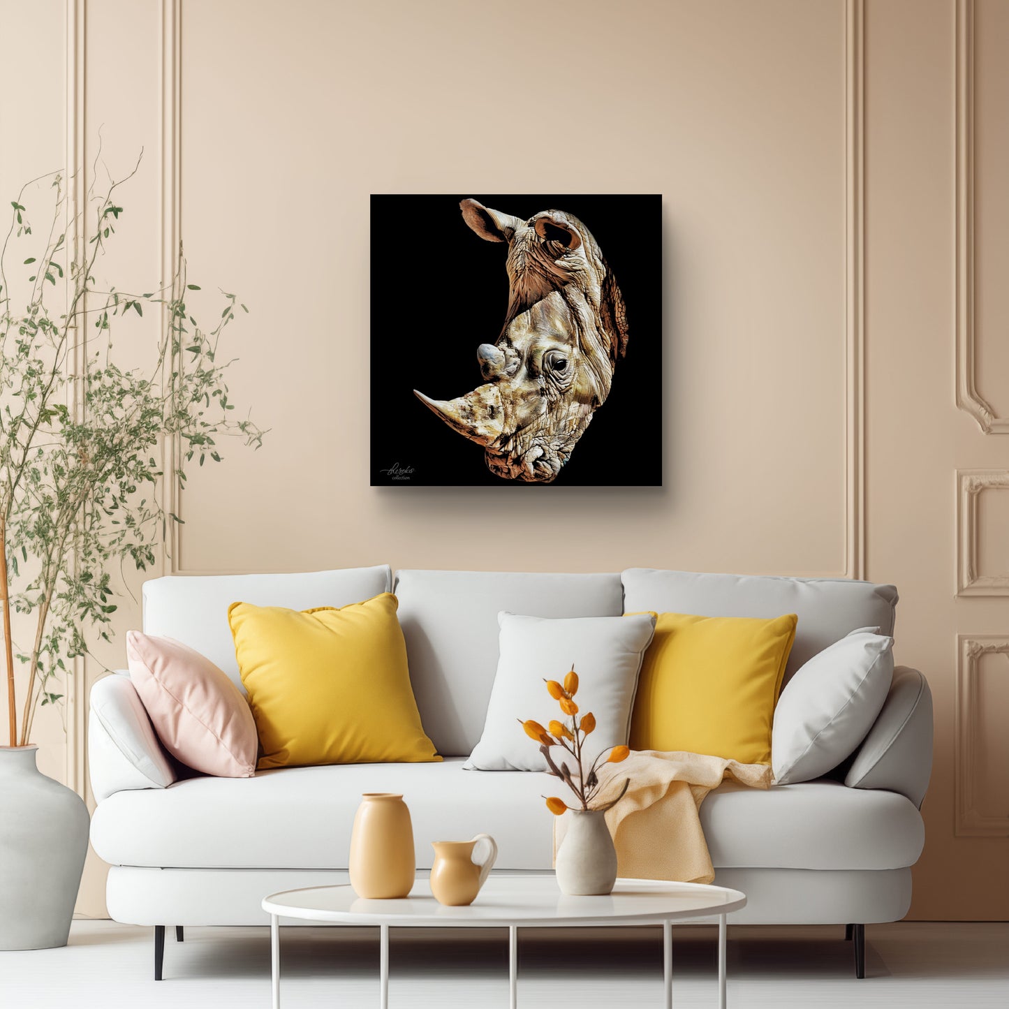 Rhino Fine Art Giclée Matte Black Poster