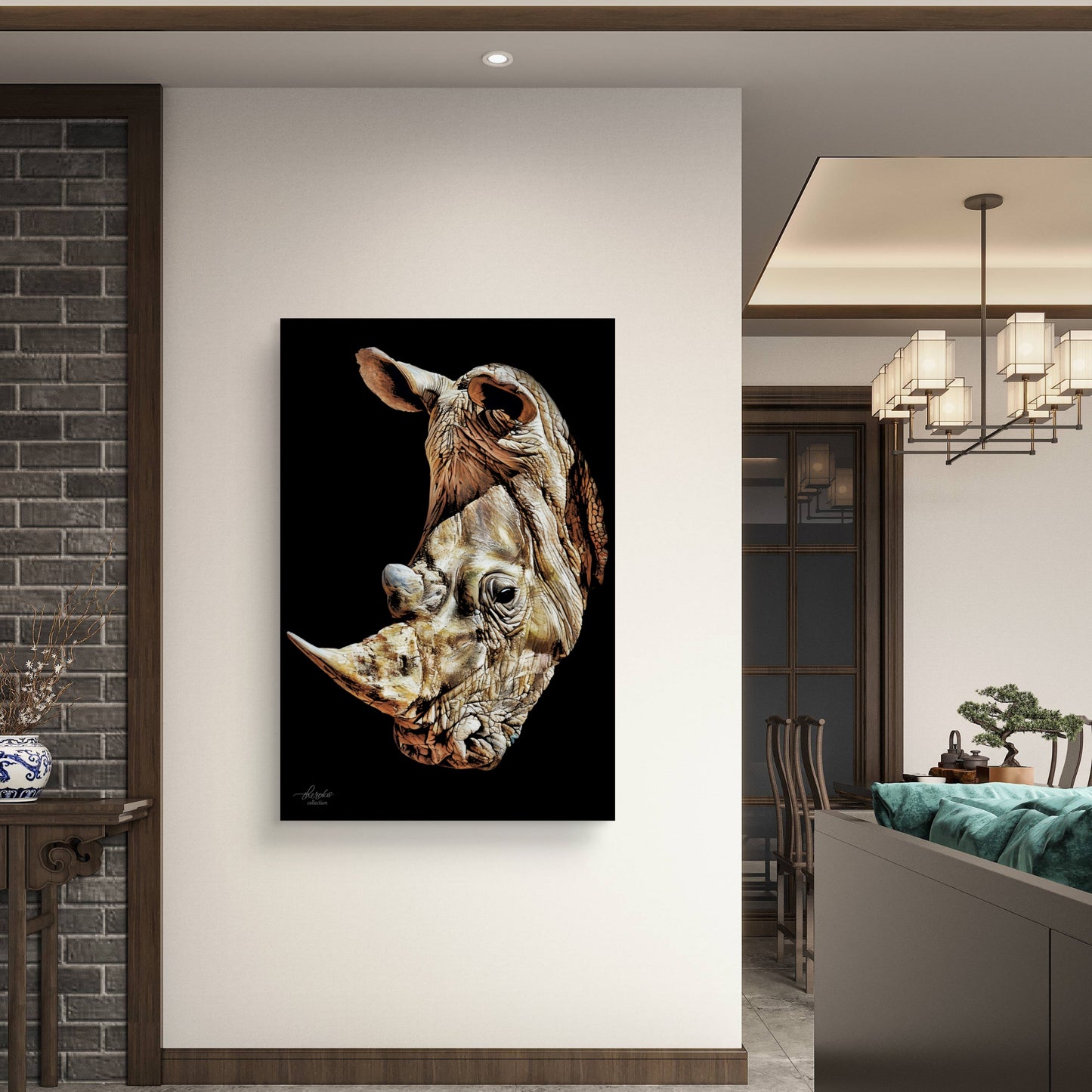 Rhino Fine Art Giclée Matte Black Poster