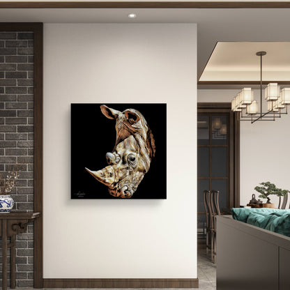 Rhino Fine Art Giclée Matte Black Poster