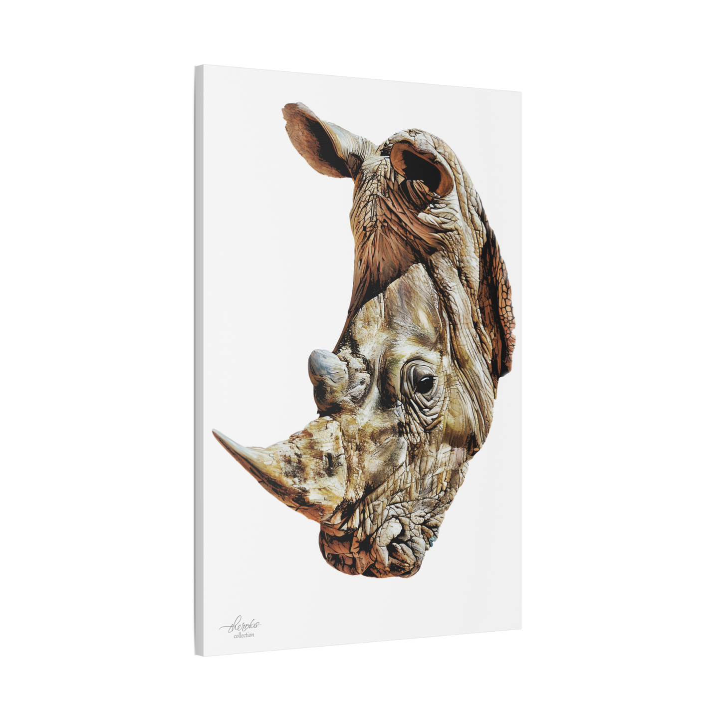 Rhino Satin Stretched Canvas Print