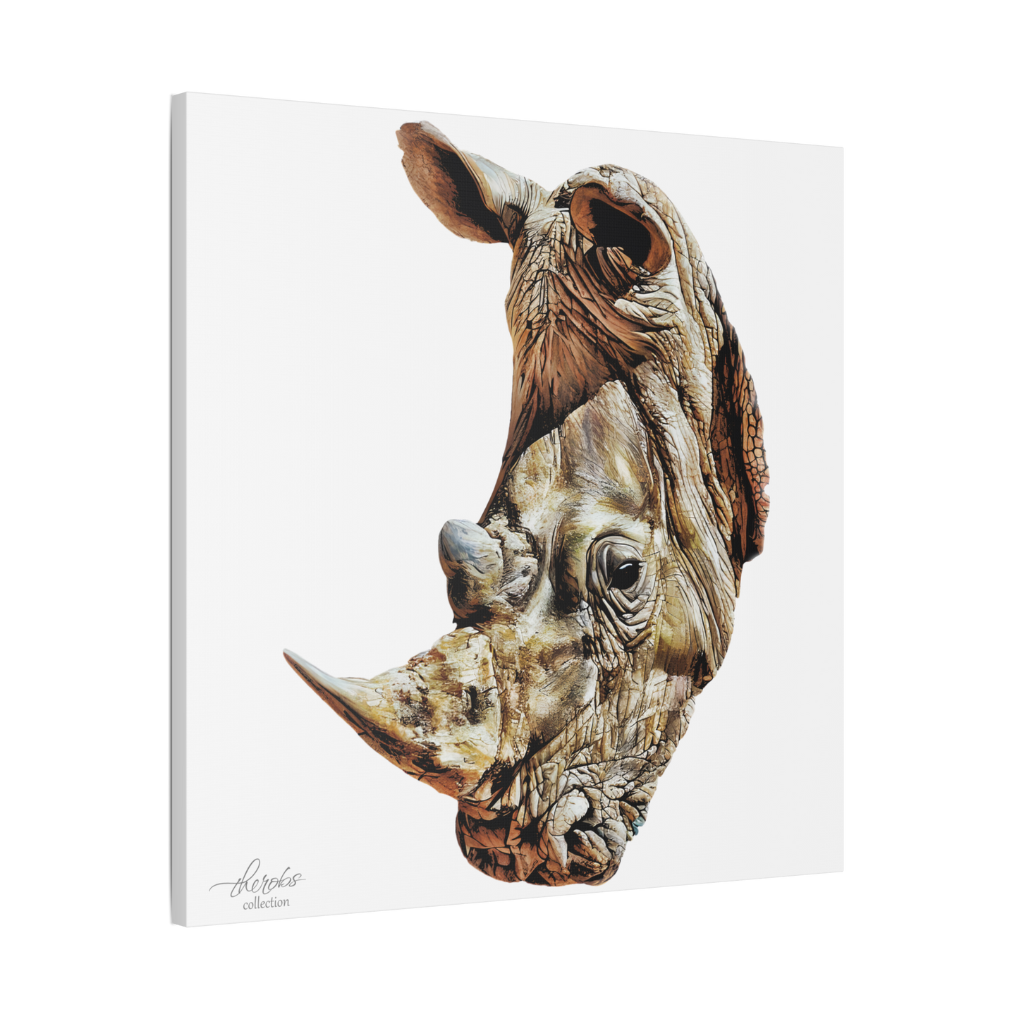 Rhino Satin Stretched Canvas Print